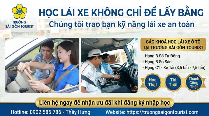 Trường Sài Gòn Tourist - Thường xuyên tuyển sinh các khoá học lái xe ô tô tại tphcm