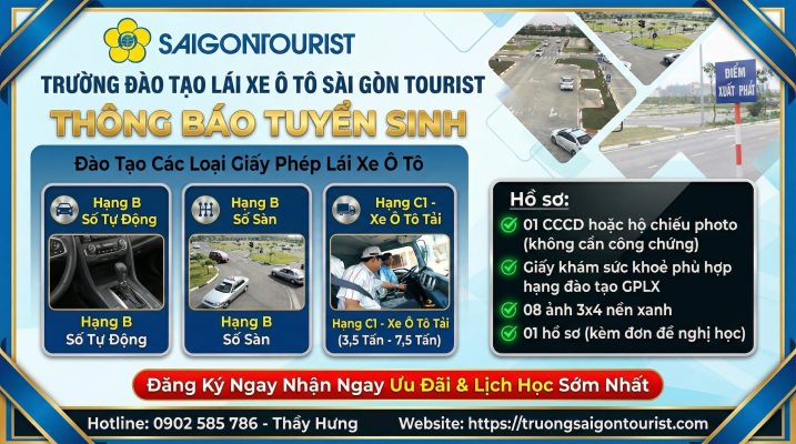 Trường Sài Gòn Tourist - Thường xuyên tuyển sinh các khoá học lái xe ô tô tại tphcm