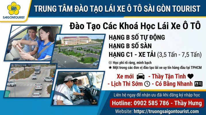 Trường Sài Gòn Tourist - Thường xuyên tuyển sinh các khoá học lái xe ô tô tại tphcm