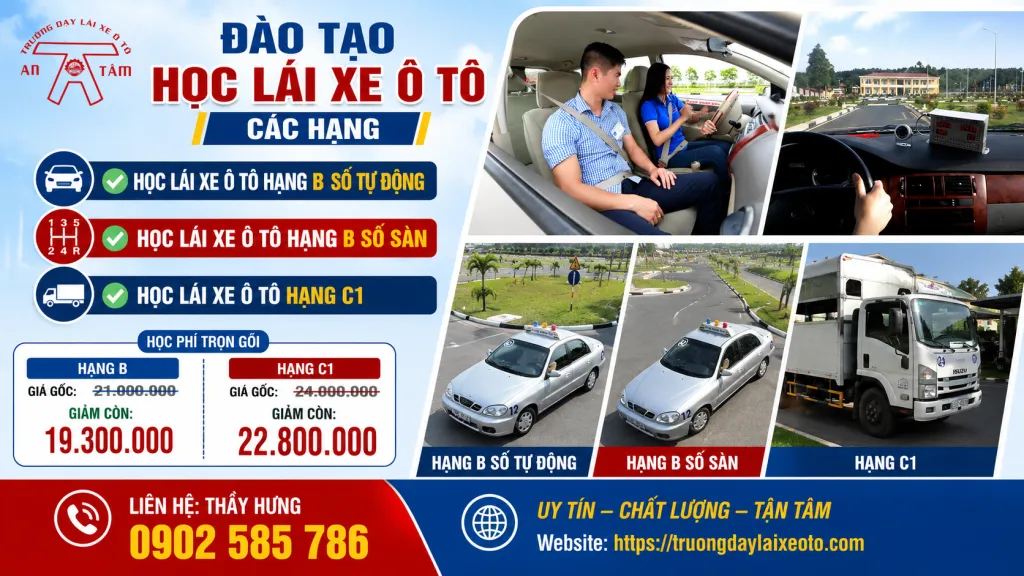 Các khoá học lái xe ô tô - Trường dạy lái xe ô tô An Tâm