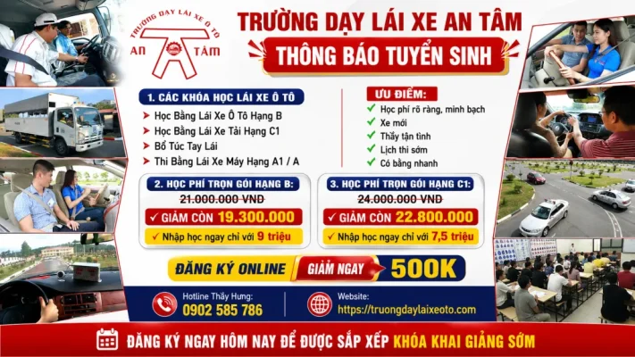 Các khoá học lái xe ô tô - Trường dạy lái xe ô tô An Tâm