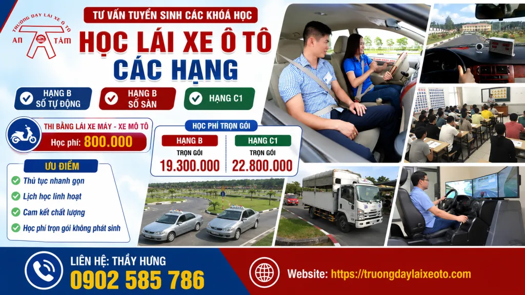 Học lái xe ô tô 2 Các khoá học lái xe ô tô - Trường dạy lái xe ô tô An Tâm
