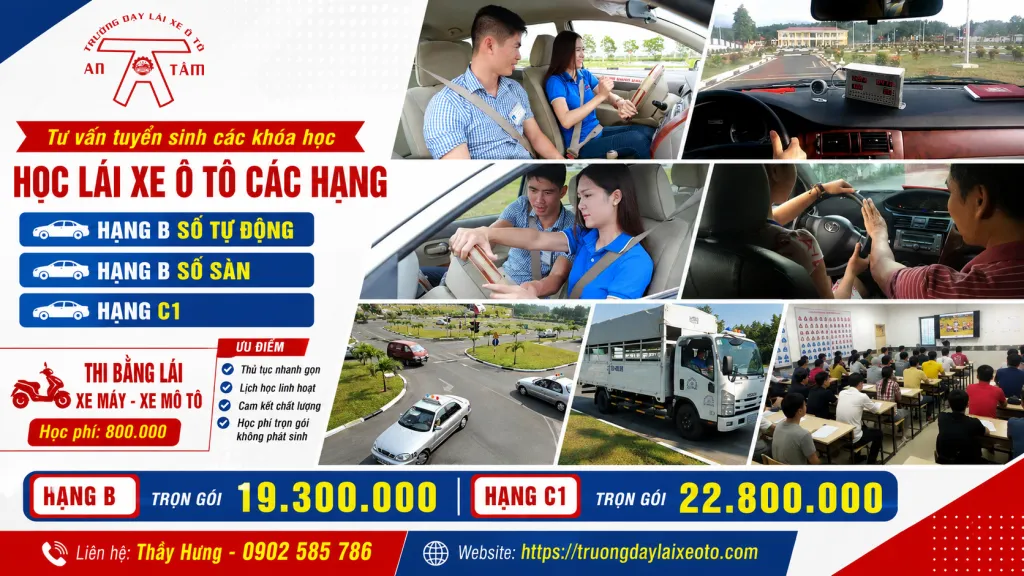 Học lái xe ô tô bao nhiêu 4 Các khoá học lái xe ô tô - Trường dạy lái xe ô tô An Tâm