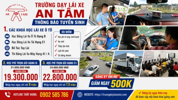 Các khoá học lái xe ô tô - Trường dạy lái xe ô tô An Tâm