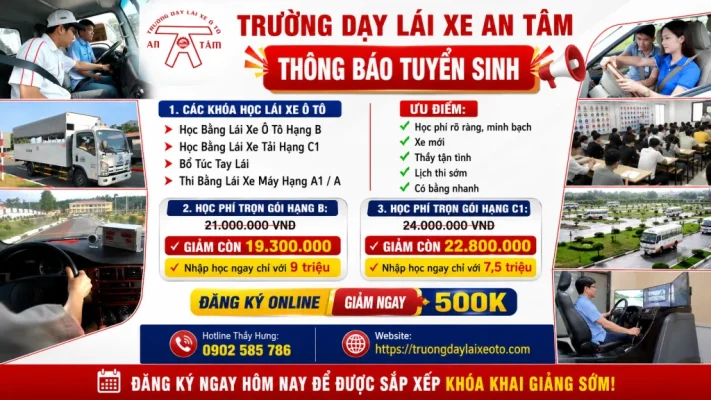Các khoá học lái xe ô tô - Trường dạy lái xe ô tô An Tâm