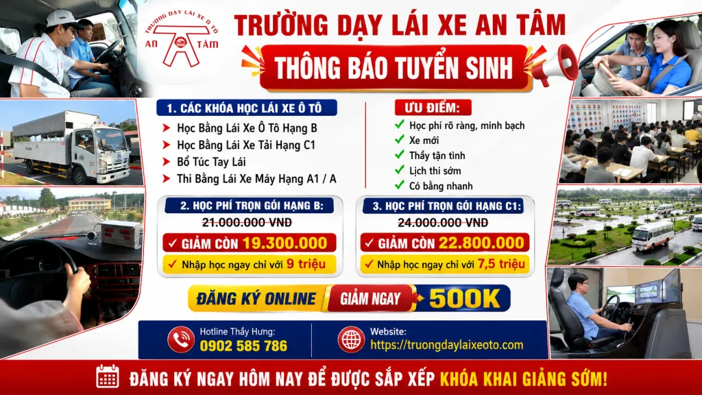 Các khoá học lái xe ô tô - Trường dạy lái xe ô tô An Tâm