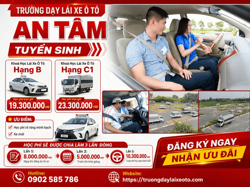 600 câu hỏi học lái xe ô tô 2 Các khoá học lái xe ô tô - Trường dạy lái xe ô tô An Tâm