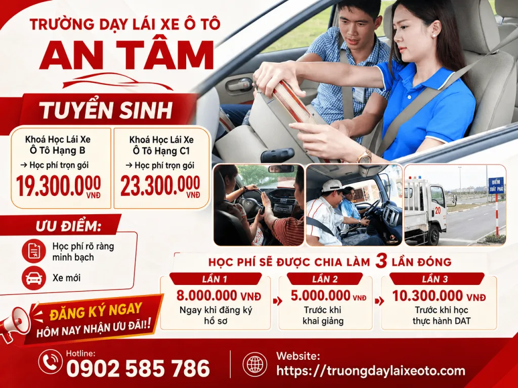 Các khoá học lái xe ô tô - Trường dạy lái xe ô tô An Tâm
