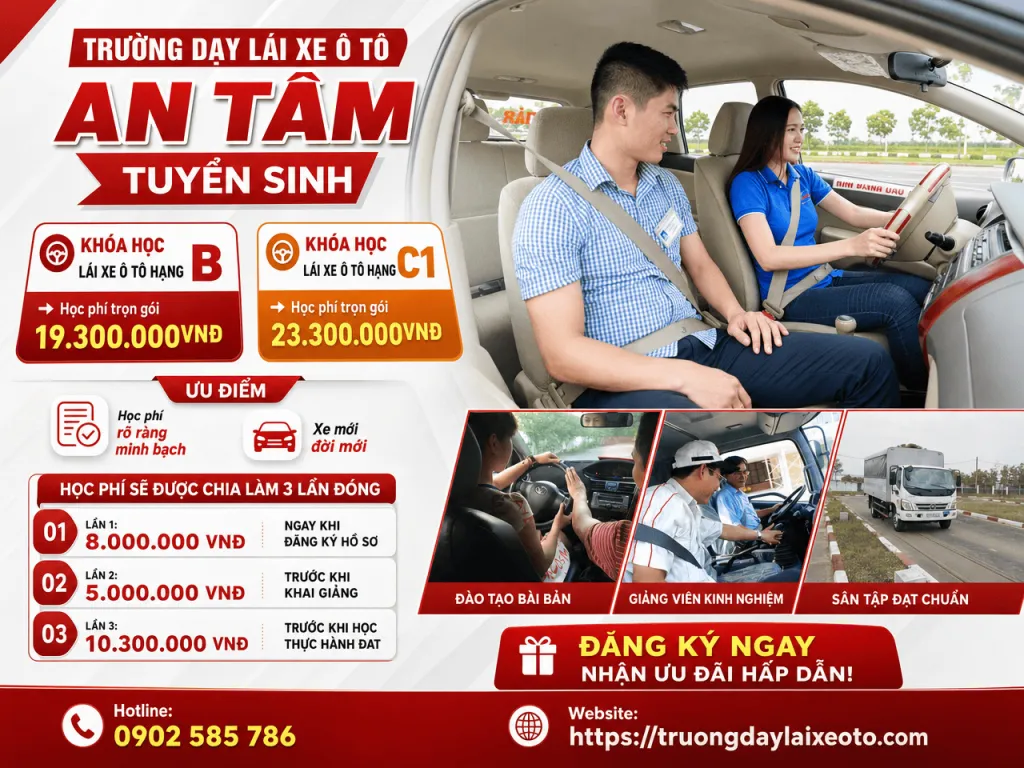 Học bằng lái xe ô tô 4 chỗ bao lâu 4 Các khoá học lái xe ô tô - Trường dạy lái xe ô tô An Tâm