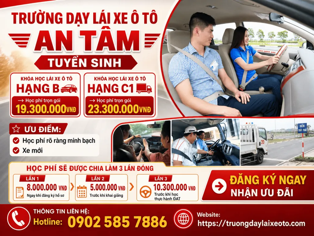 Chi phí học bằng lái xe ô tô 4 chỗ 2 Các khoá học lái xe ô tô - Trường dạy lái xe ô tô An Tâm