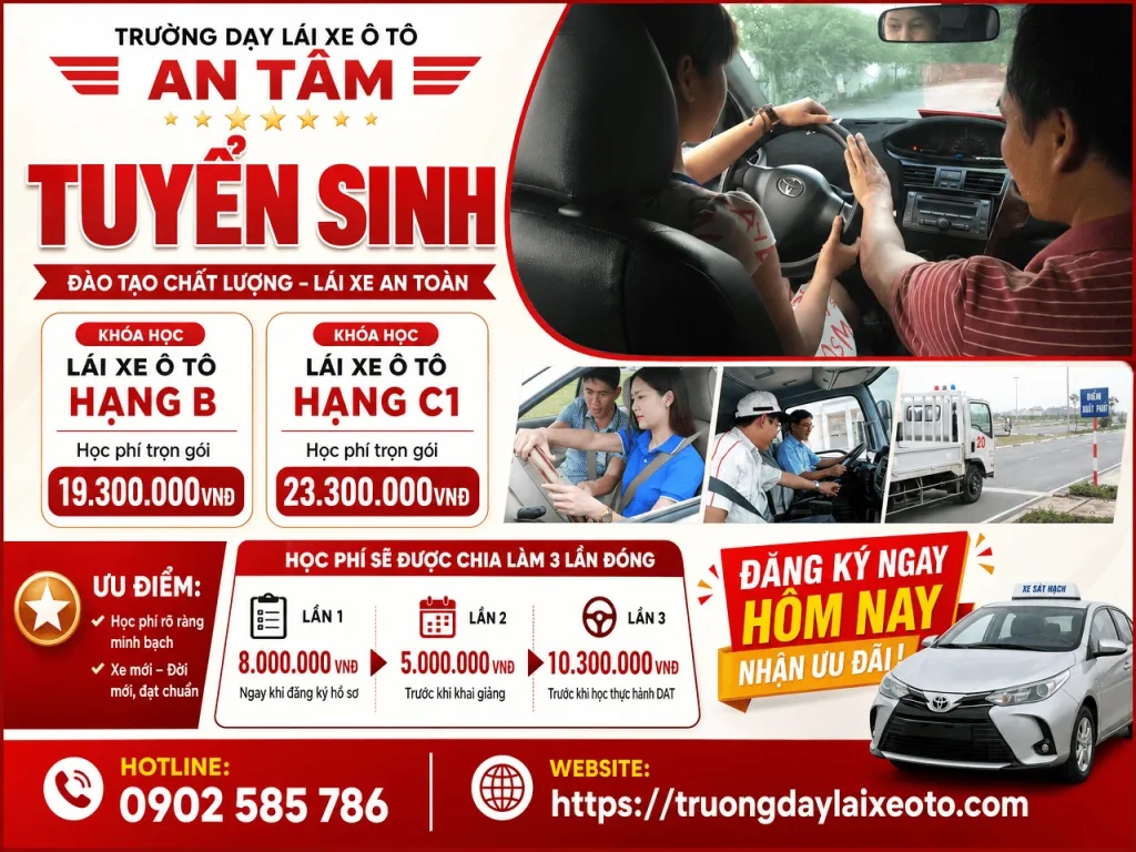 600 câu hỏi học bằng lái xe ô tô 2 Các khoá học lái xe ô tô - Trường dạy lái xe ô tô An Tâm