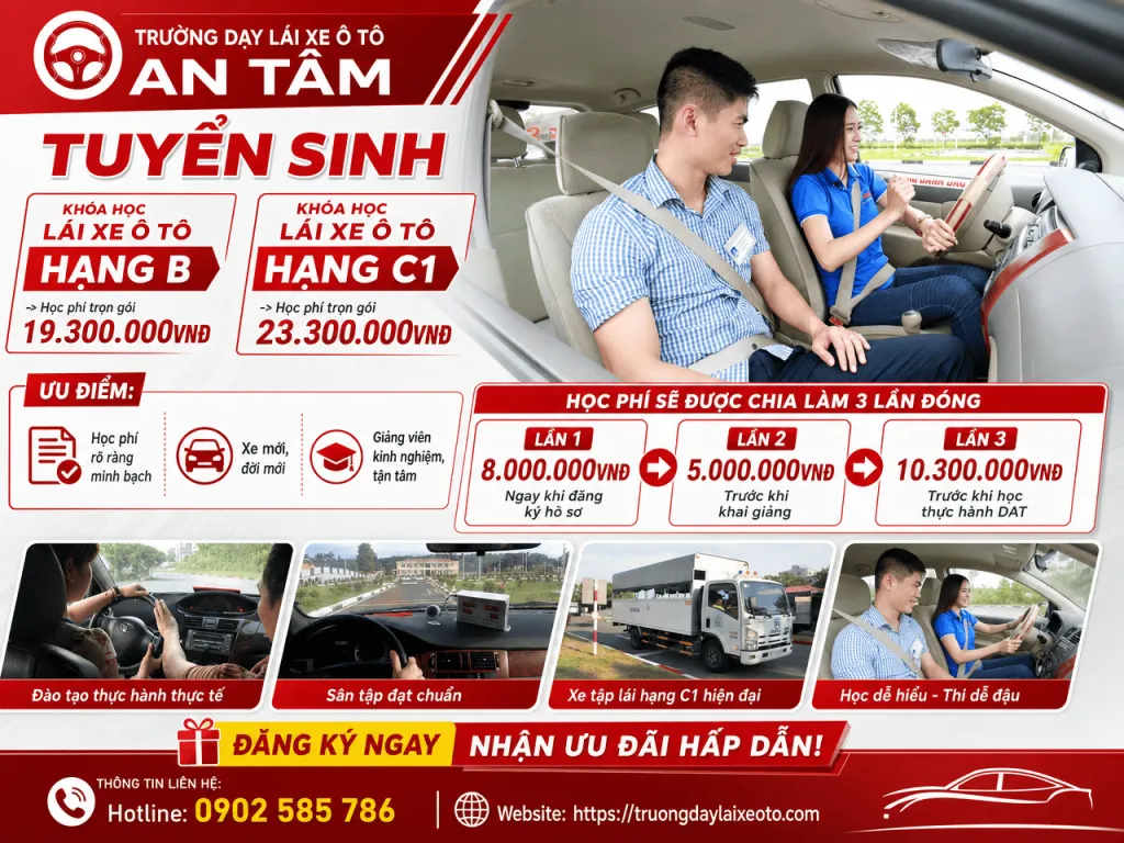 Các khoá học lái xe ô tô - Trường dạy lái xe ô tô An Tâm